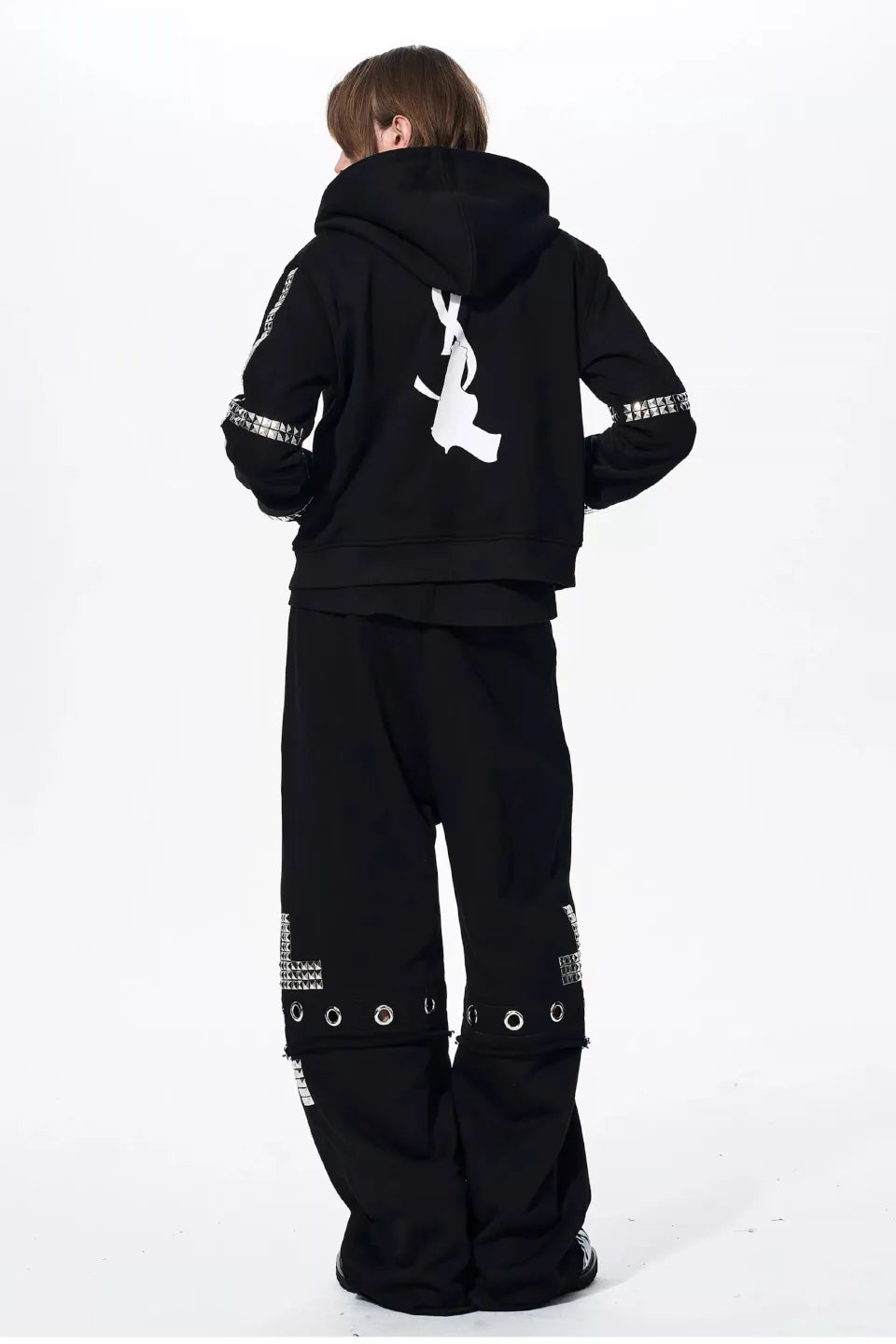 Cross Studded Fake Two Piece Sweatpants