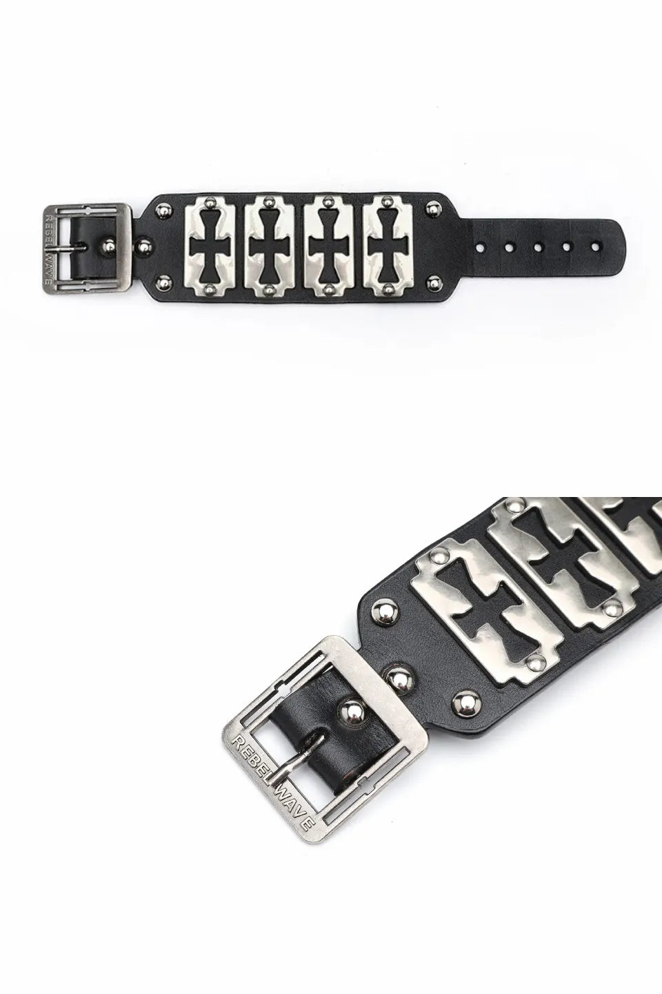 Cross Blade Leather Bracelet