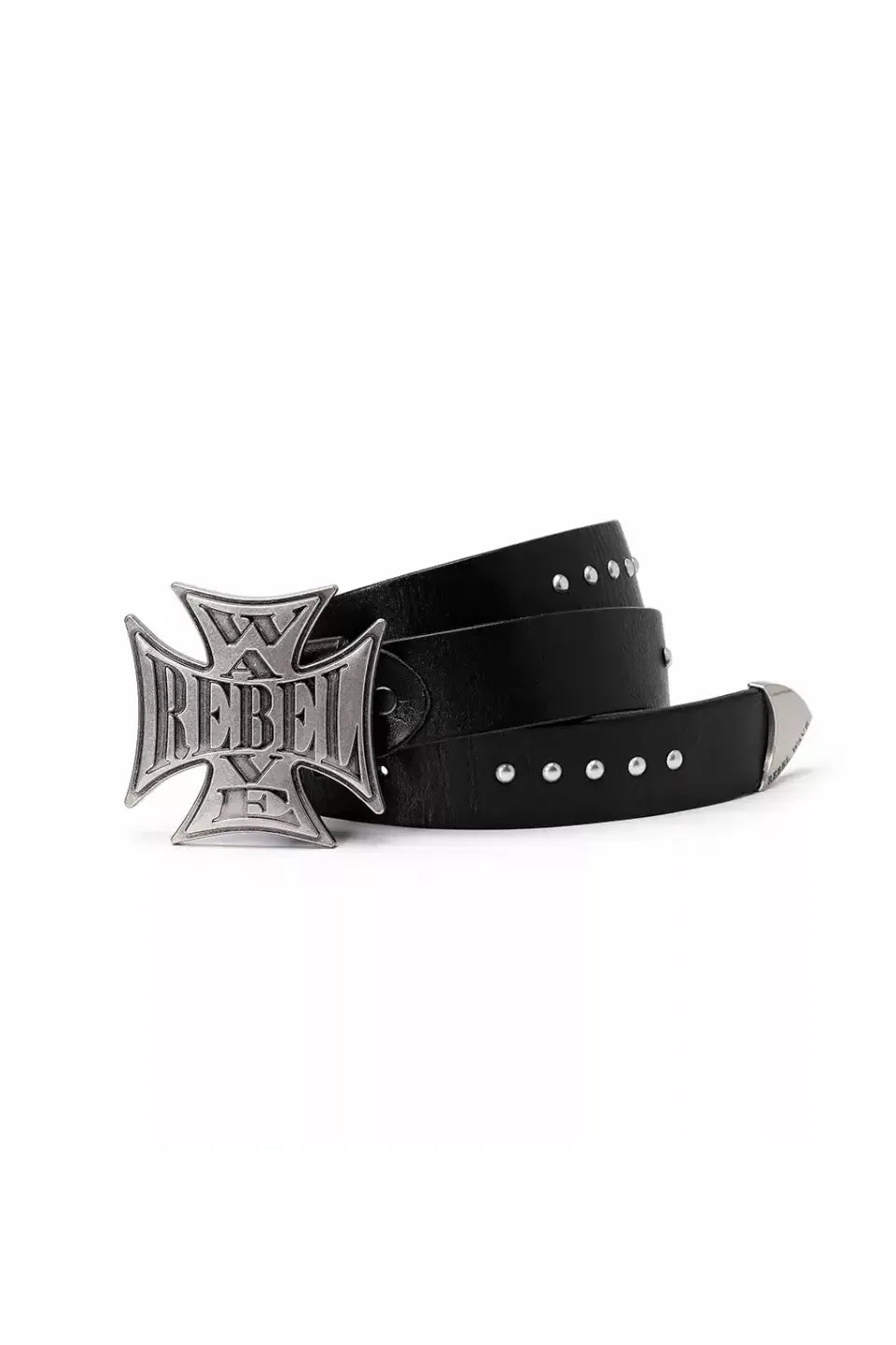 Cross Metal Studded Leather Belt