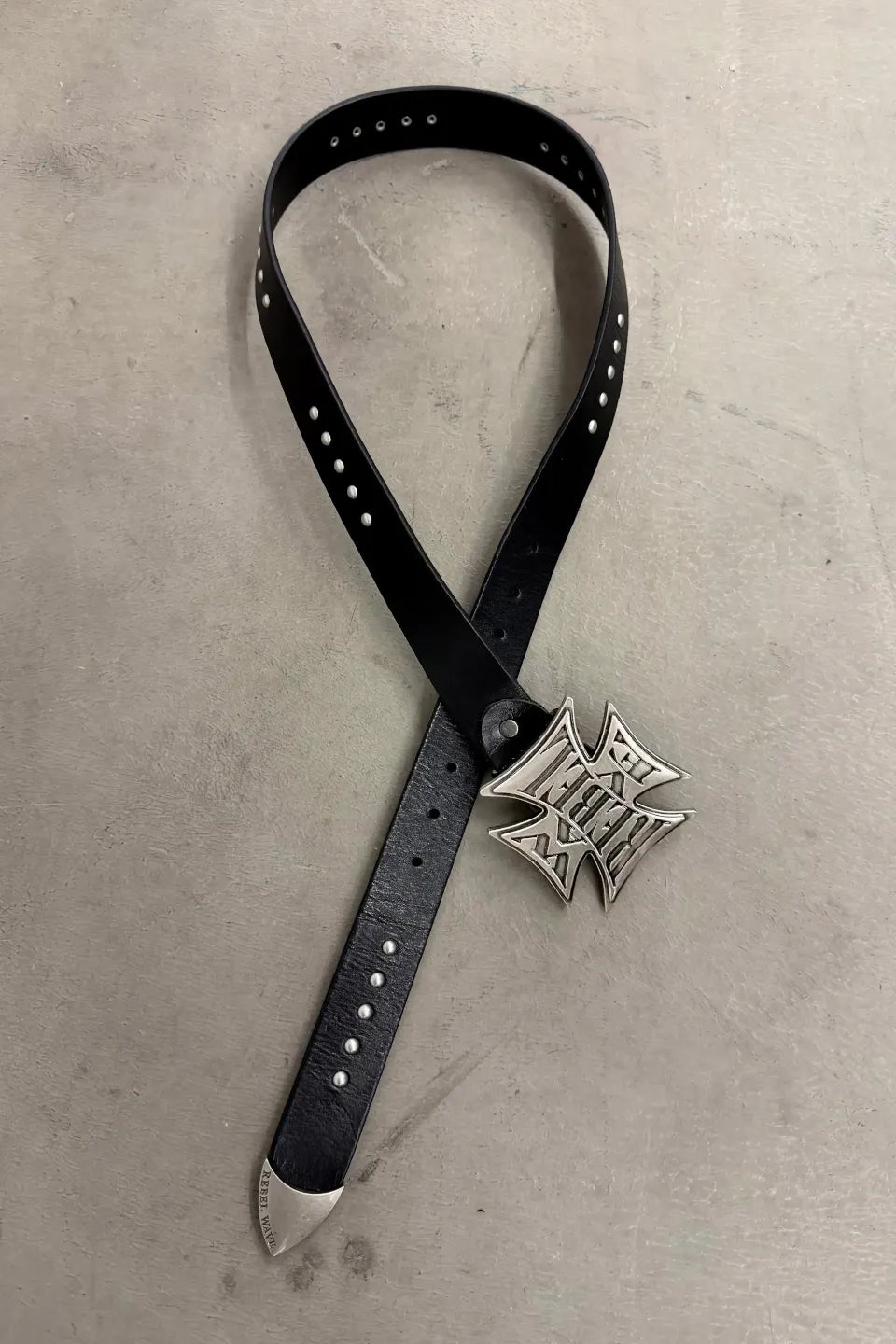 Cross Metal Studded Leather Belt