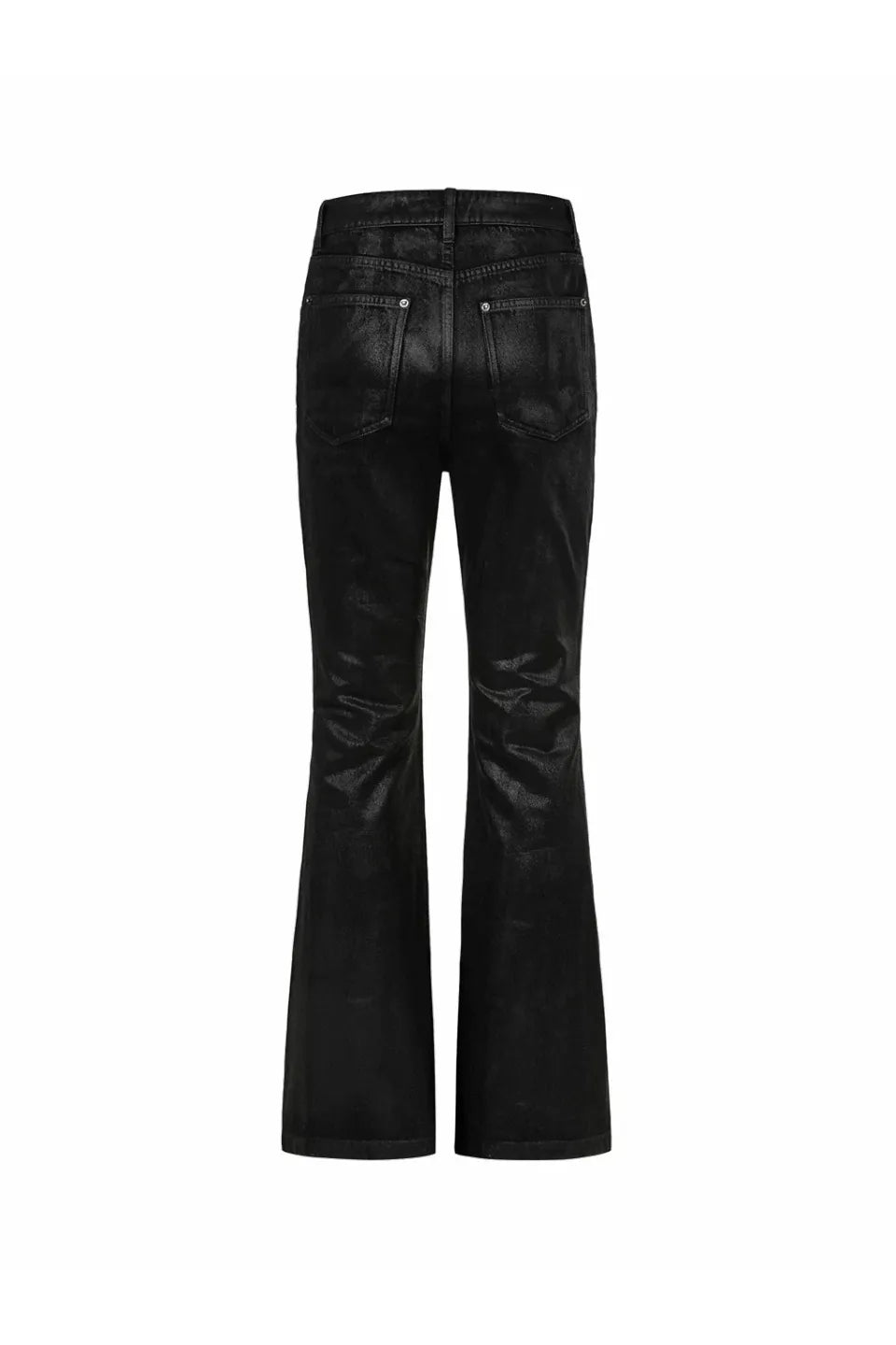 Cross Stitch Zip Waxed Denim Flare Pants