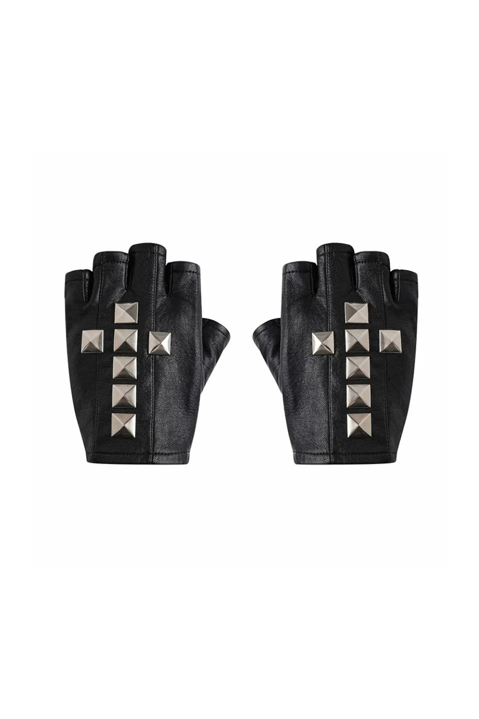 Cross Studded Leather Fingerless Gloves
