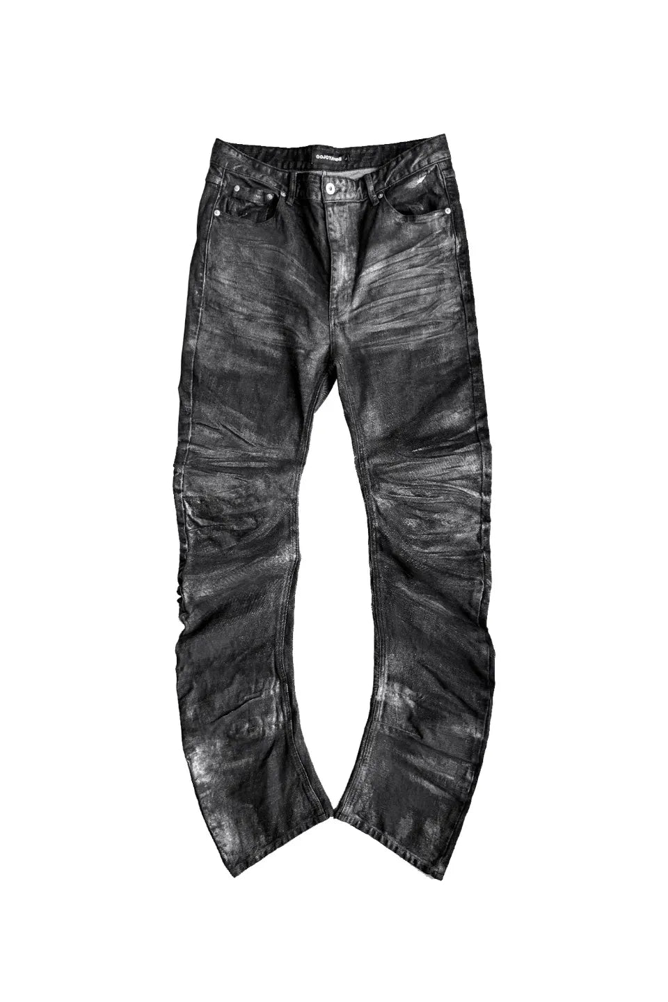Curved Bamboo Joint Washed Brushed Wax 3D Jeans