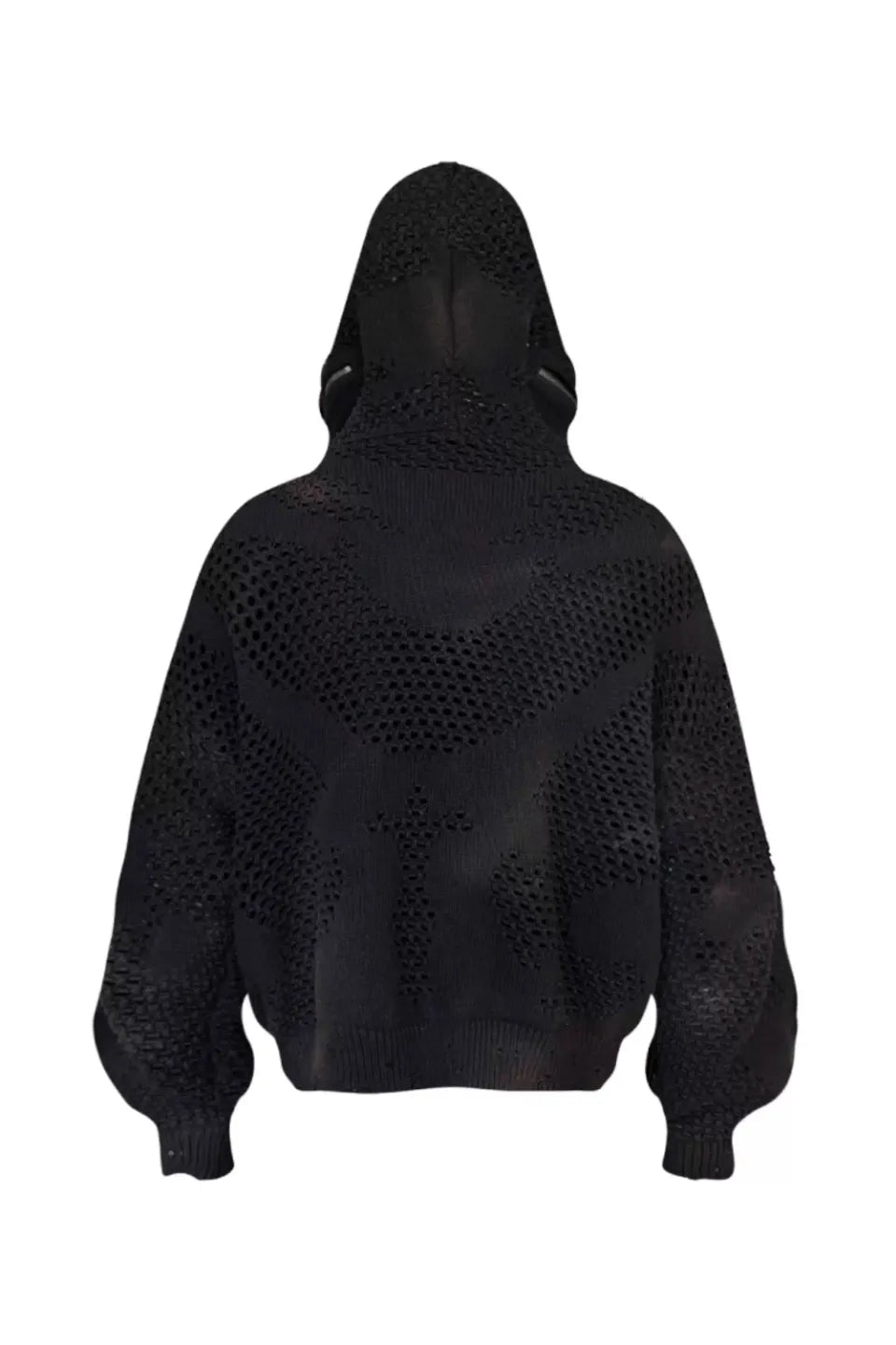 Dark Avant Garde Openwork Knit Hoodie