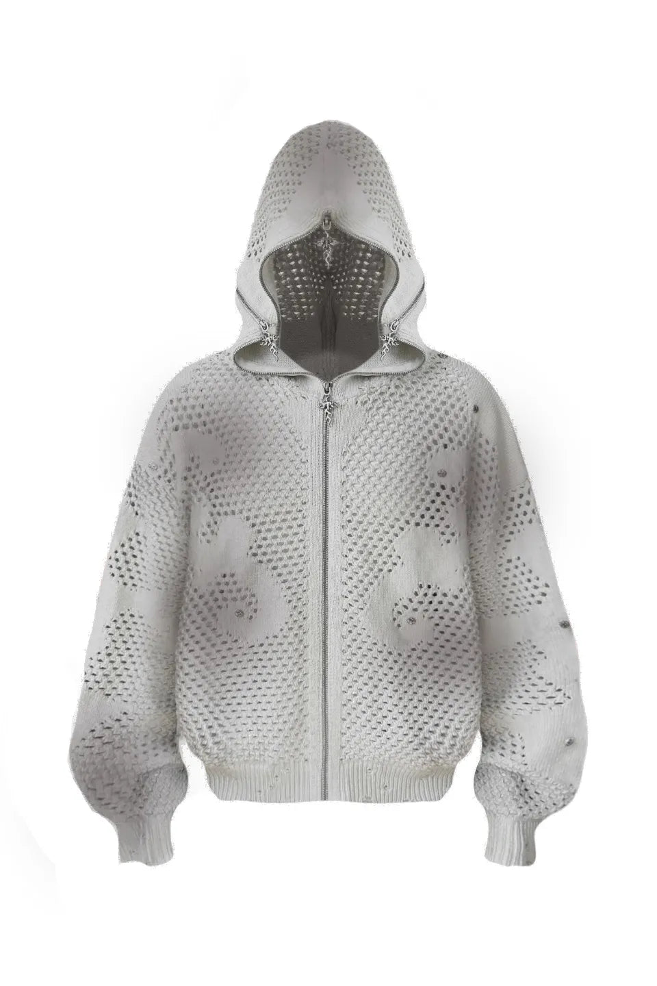 Dark Avant Garde Openwork Knit Hoodie