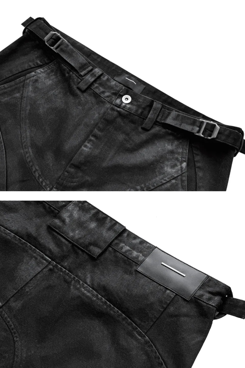コーティングデニム Cinder Vein | Dark Coated Distorted Seam Jeans コーティングデニム