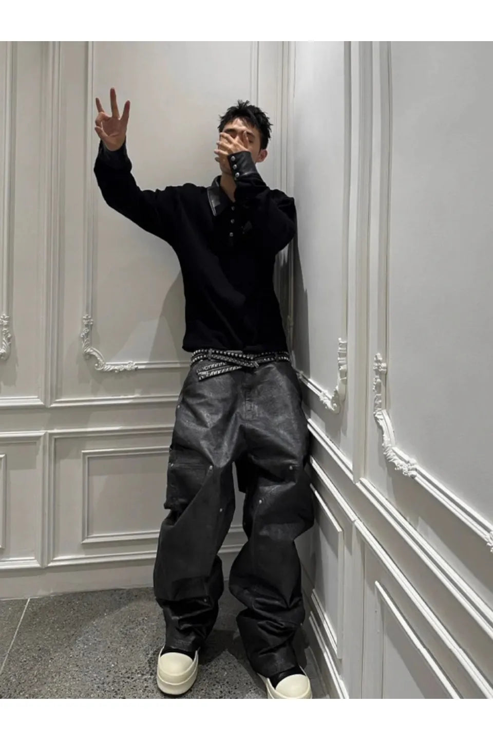 Dark Punk Studded Snap Waist Belt