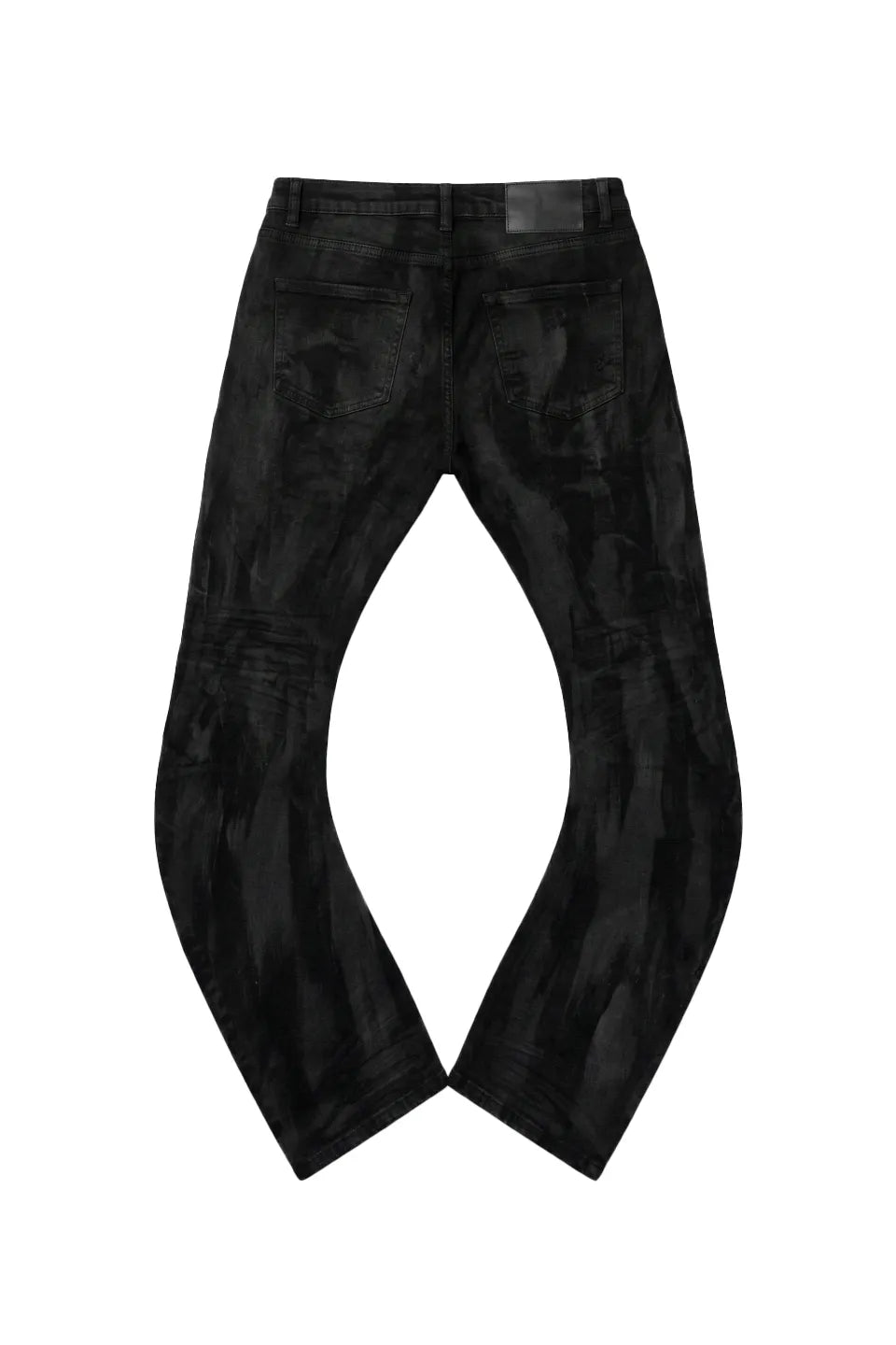 Dark Waxed Curved Biker Jeans