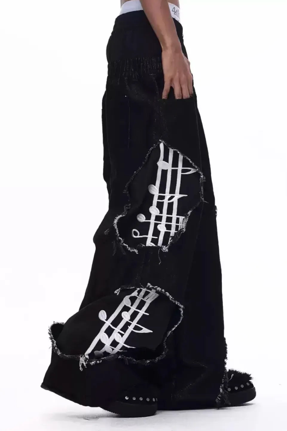 Deconstructed Dual Waist Denim Pants