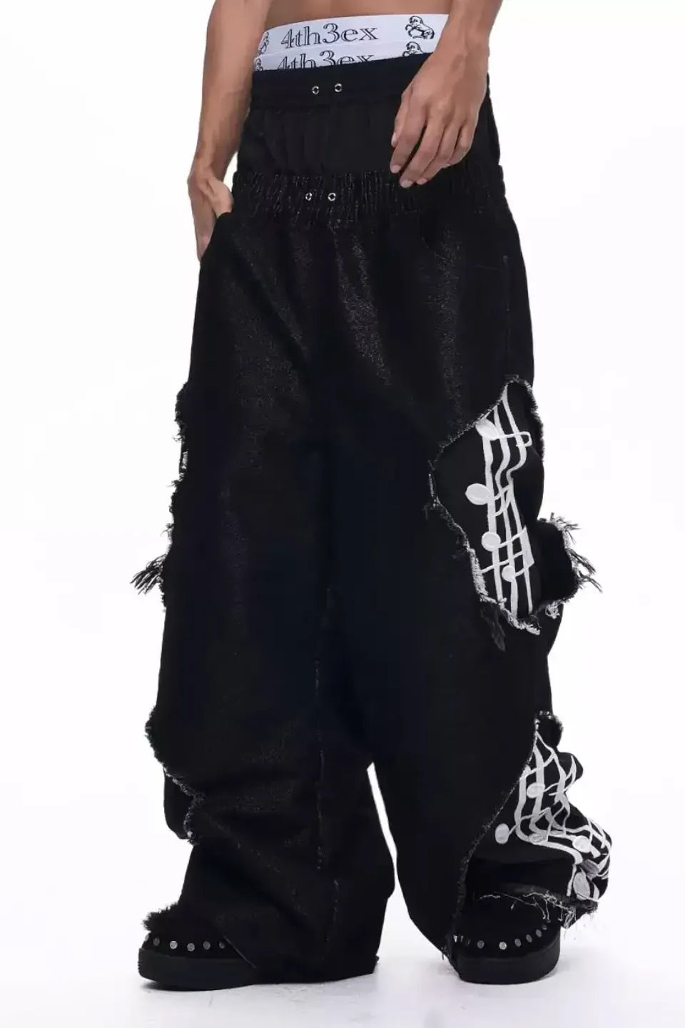 Deconstructed Dual Waist Denim Pants