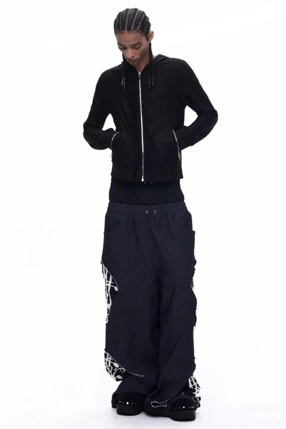 Deconstructed Dual Waist Denim Pants