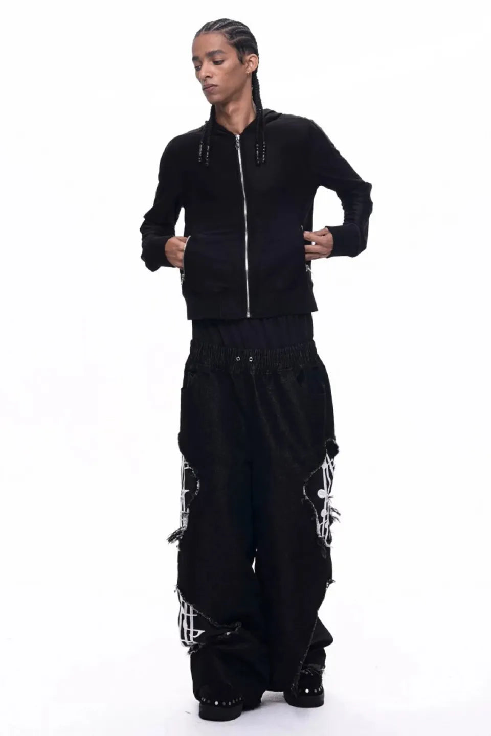 Deconstructed Dual Waist Denim Pants