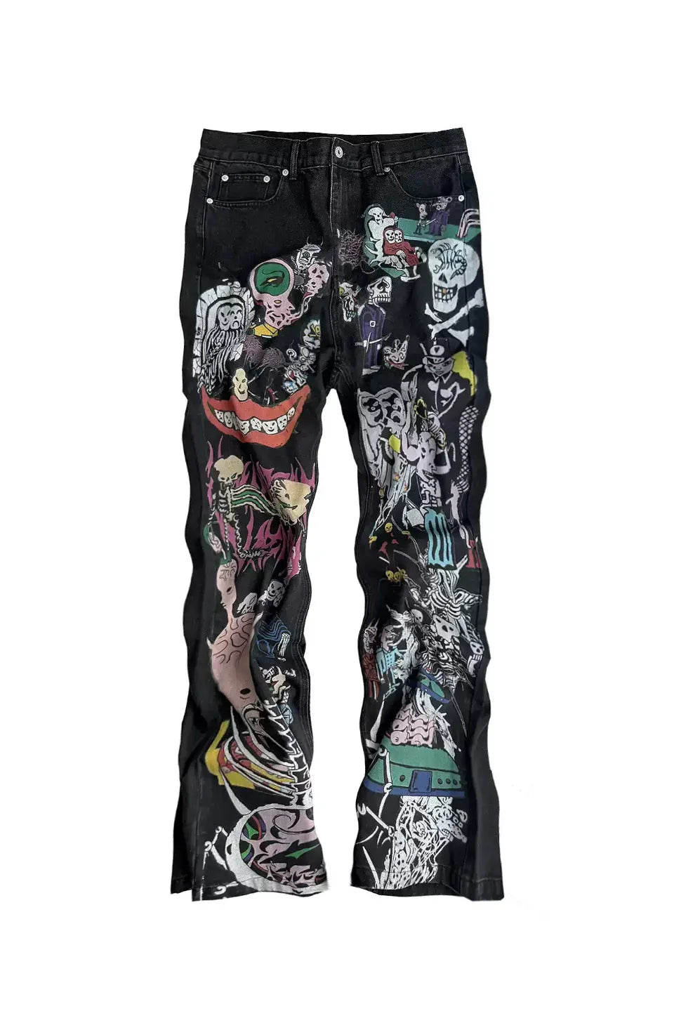 Demon Skull Direct Printed Flared Jeans