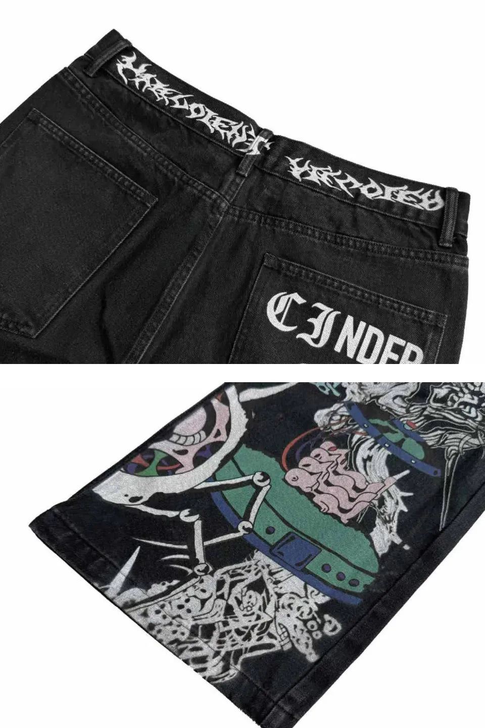 Demon Skull Direct Printed Flared Jeans