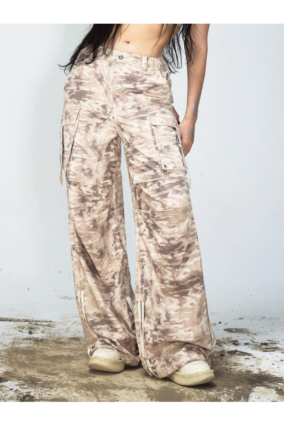 Desert Camo High Waisted Cargo Pants