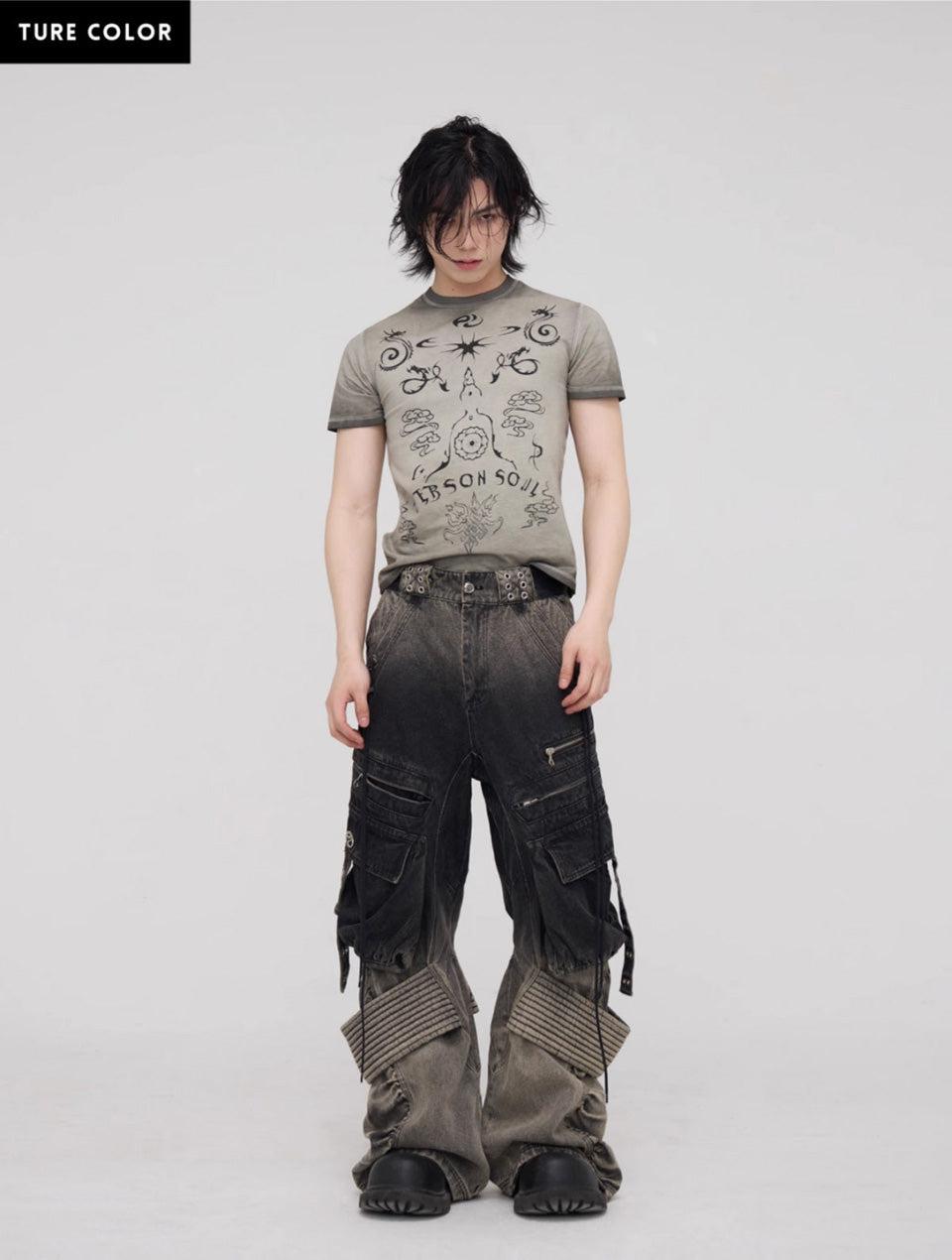 Desert Distressed Denim Cargo Pants