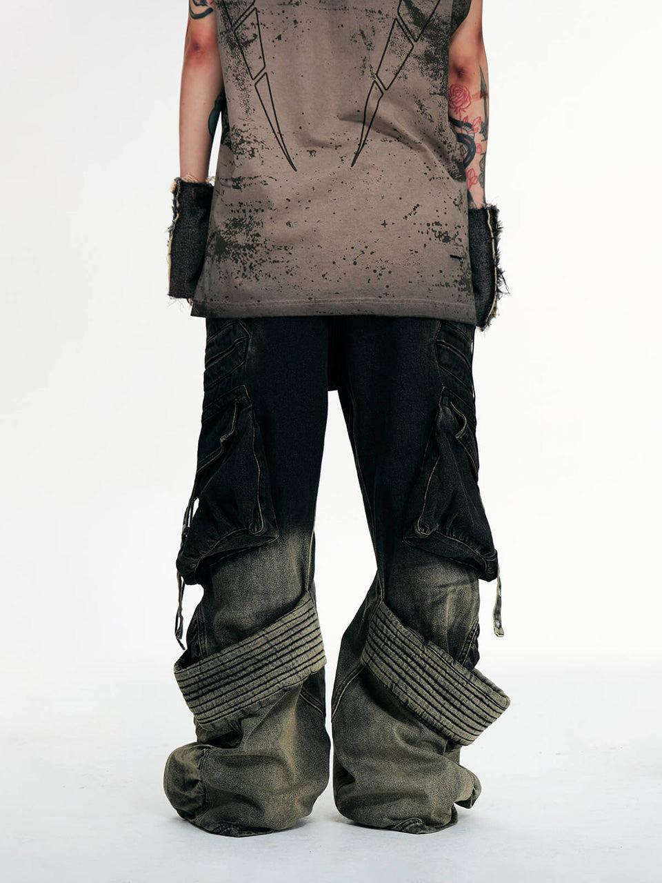 Desert Distressed Denim Cargo Pants