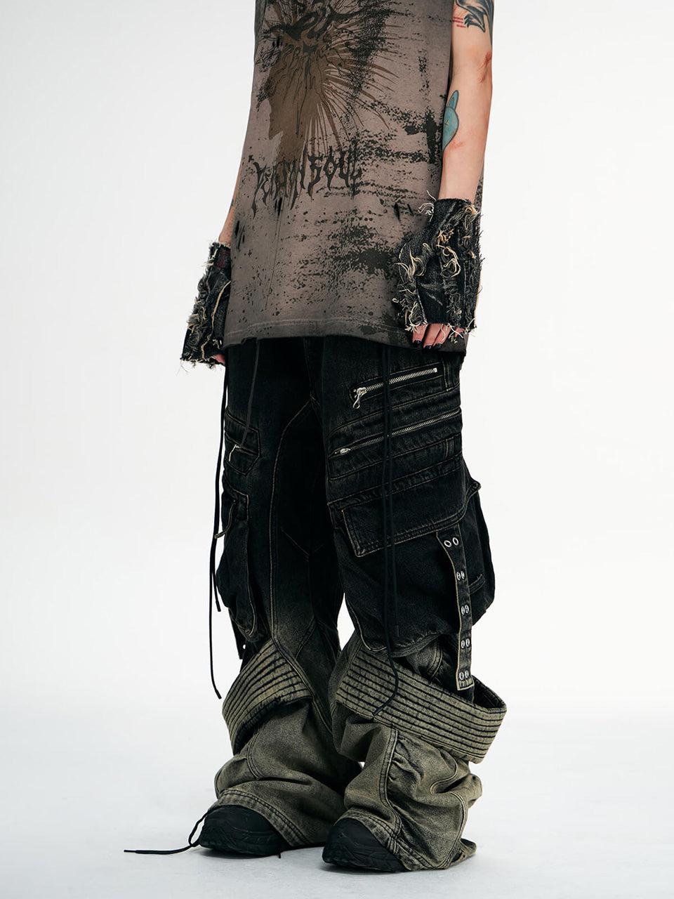 Desert Distressed Denim Cargo Pants