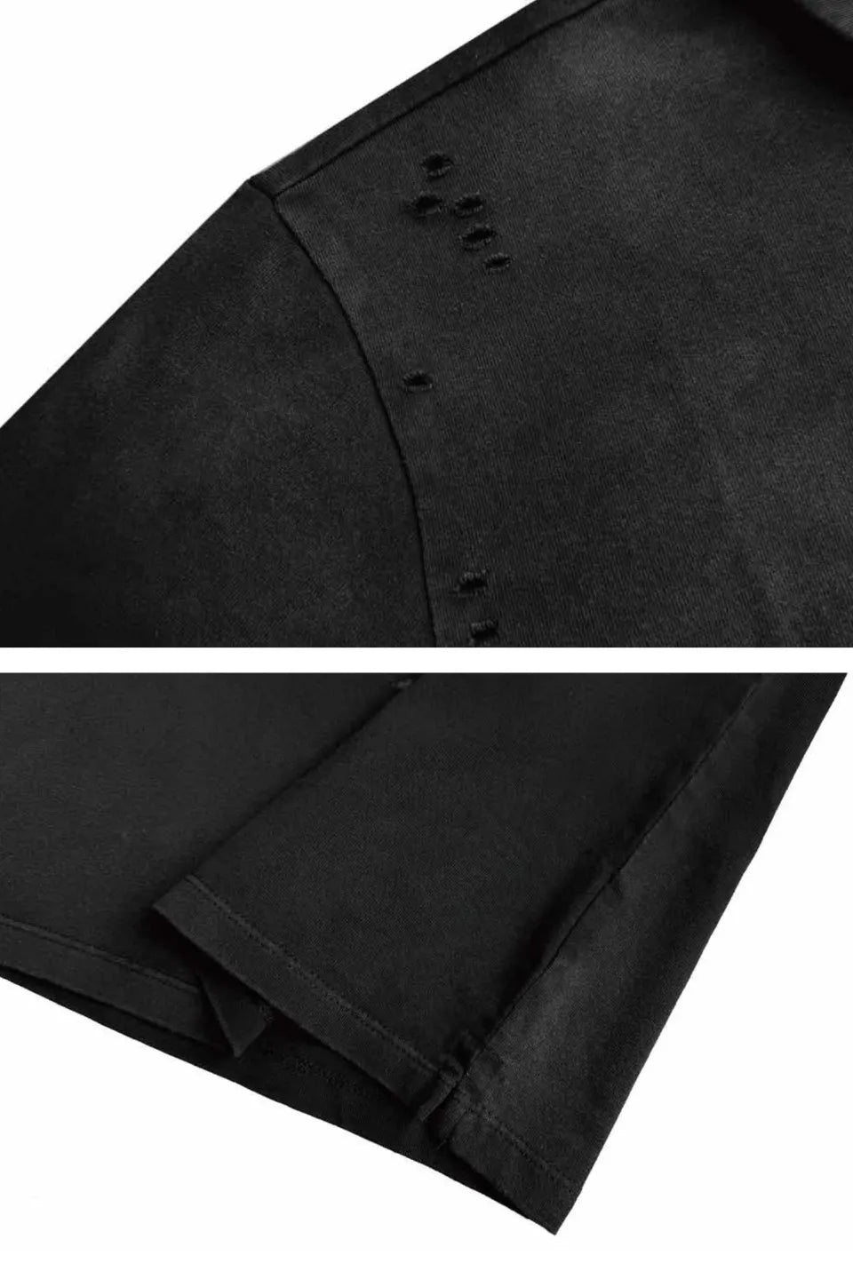 CINDER VEIN Destroyed X Ray Print Polo Shirt - フロントにレントゲン骨格プリントと襟元にダメージ加工を施したブラックポロシャツ
