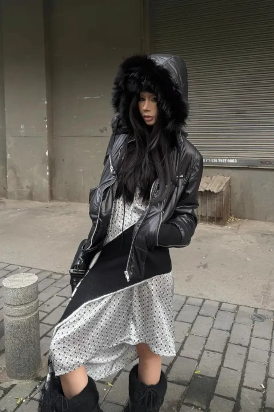 Detachable Fur Hooded Zip Jacket