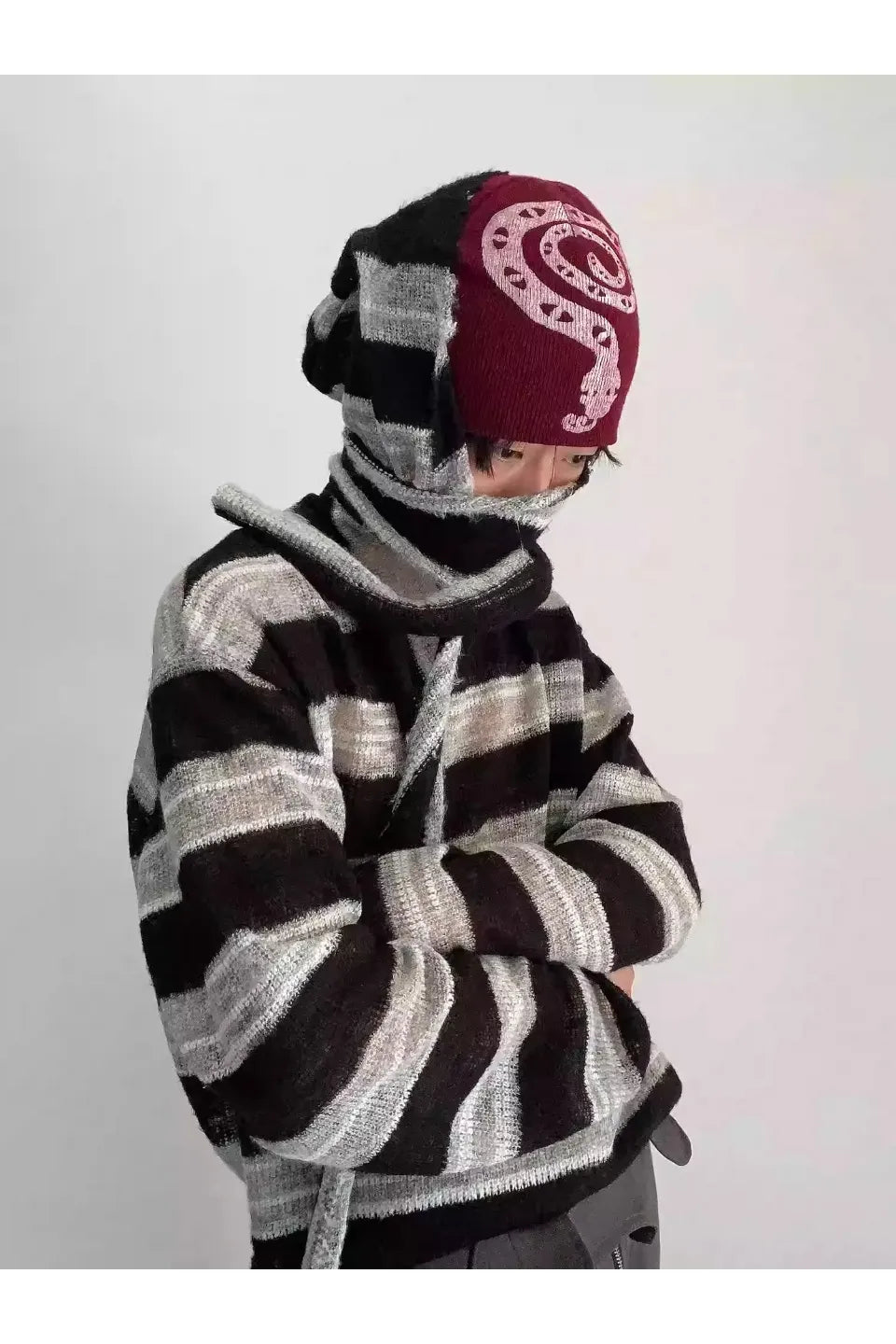 Detachable Neck Warmer Mohair Knit Top