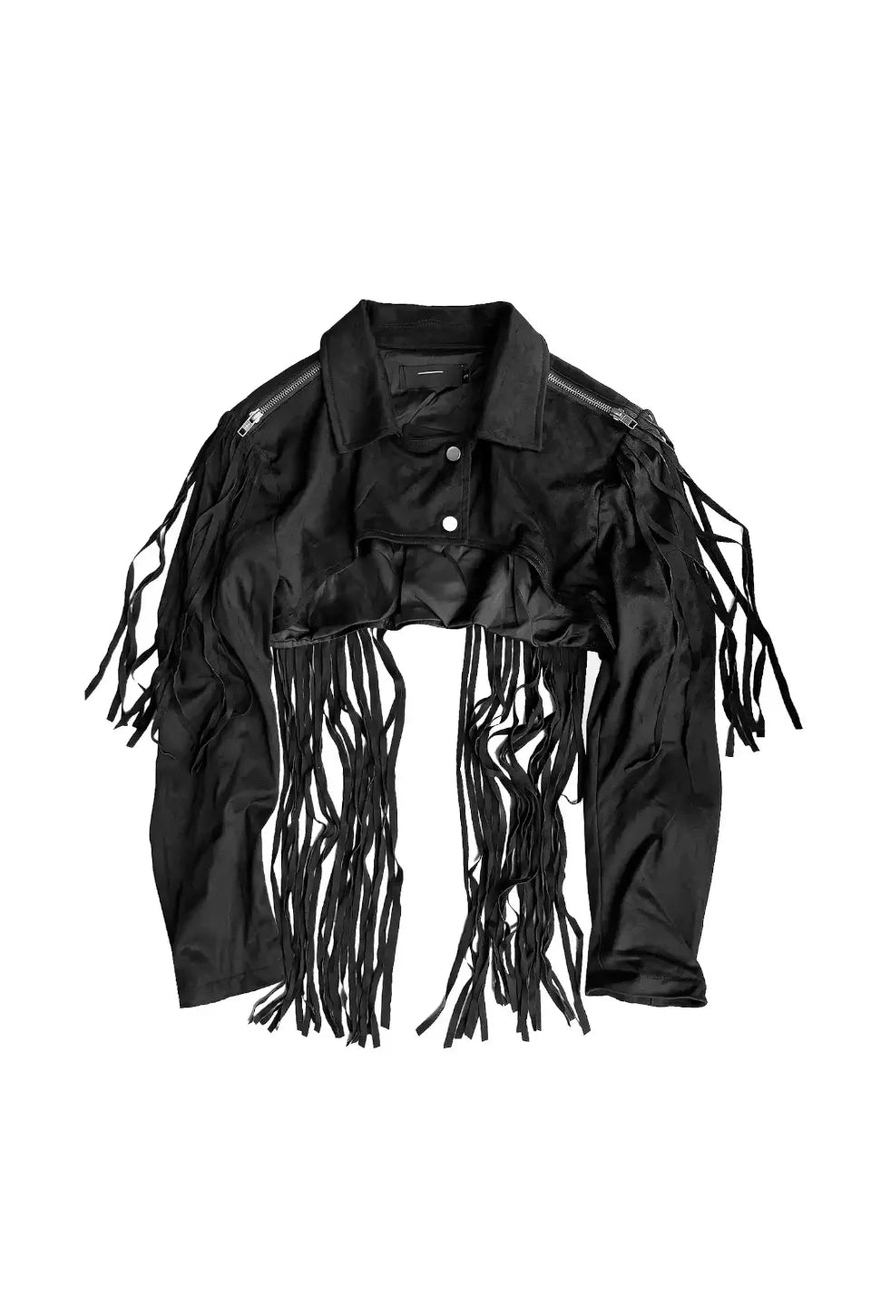 Detachable Fringe Grungy Suede Jacket