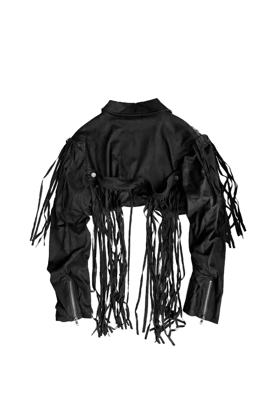 Detachable Fringe Grungy Suede Jacket