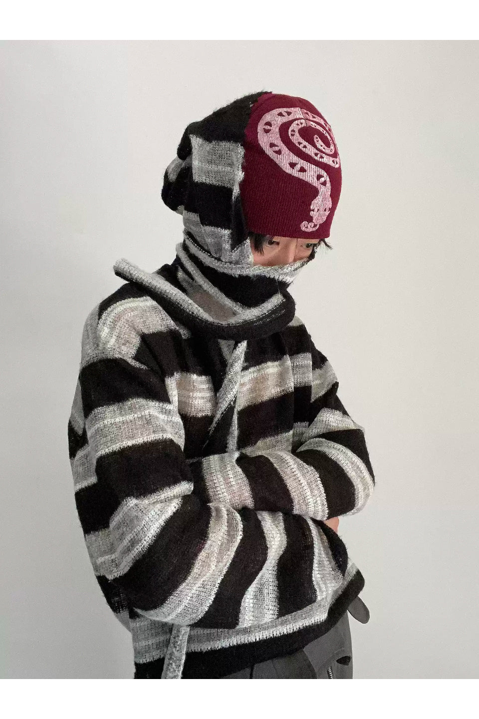 Detachable Neck Warmer Mohair Knit Top