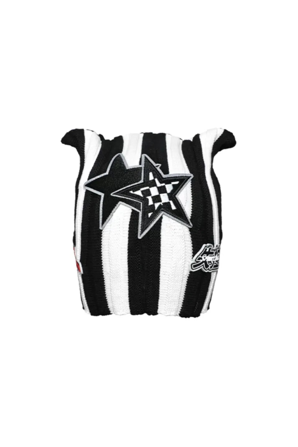 Devil Horn Striped Knit Beanie