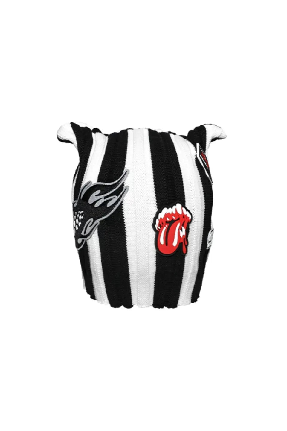 Devil Horn Striped Knit Beanie