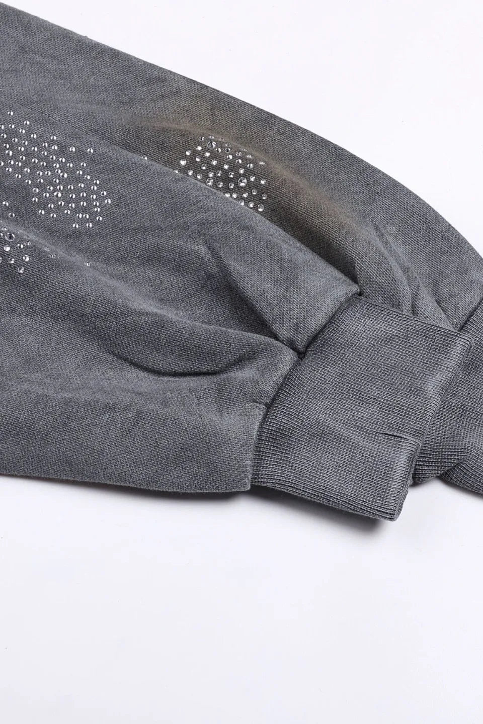 Diamond Distressed Zip Up Hoodie