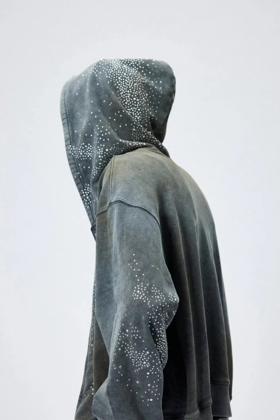 Diamond Distressed Zip Up Hoodie