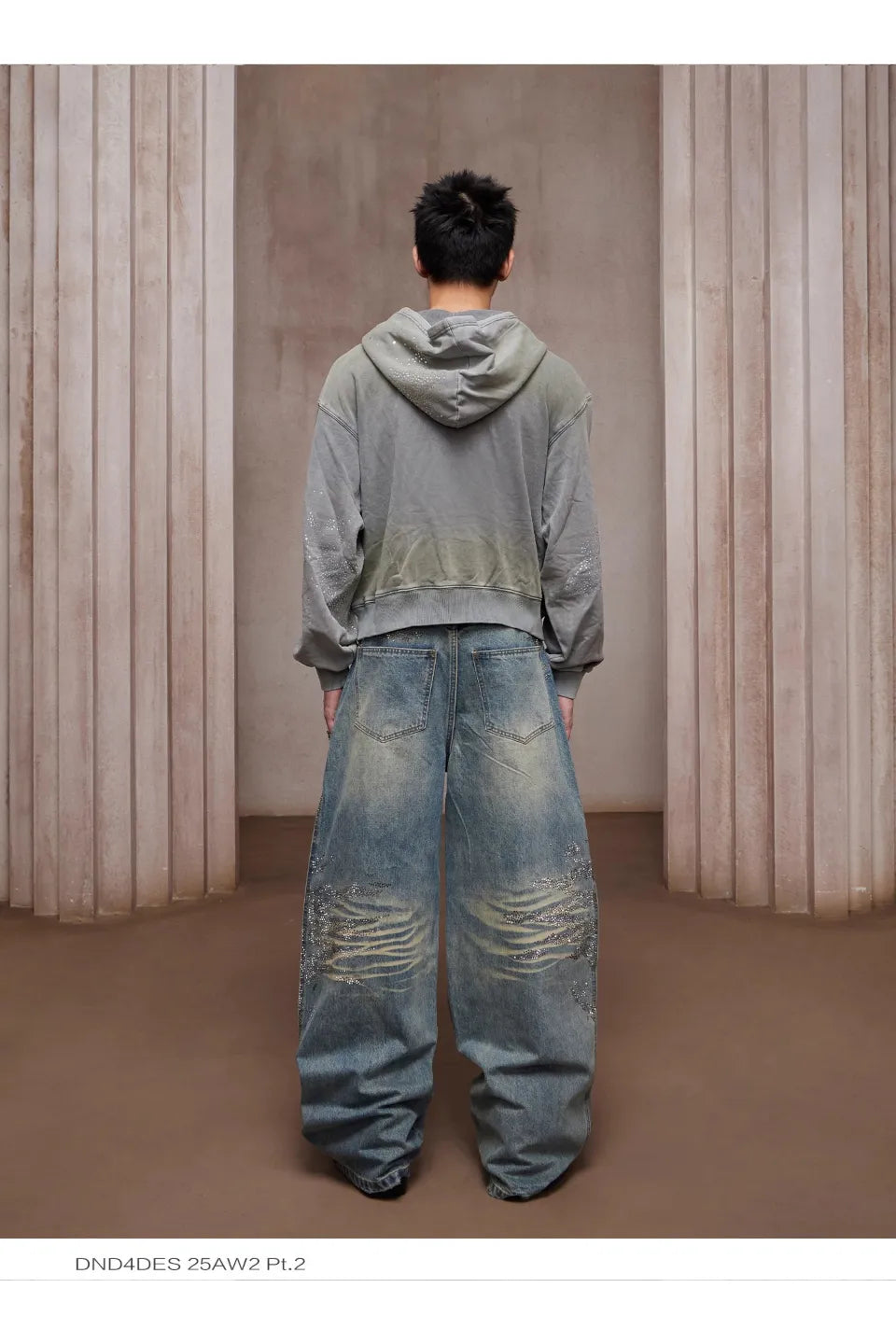 Dirty Washed Diamond Wide Leg Jeans