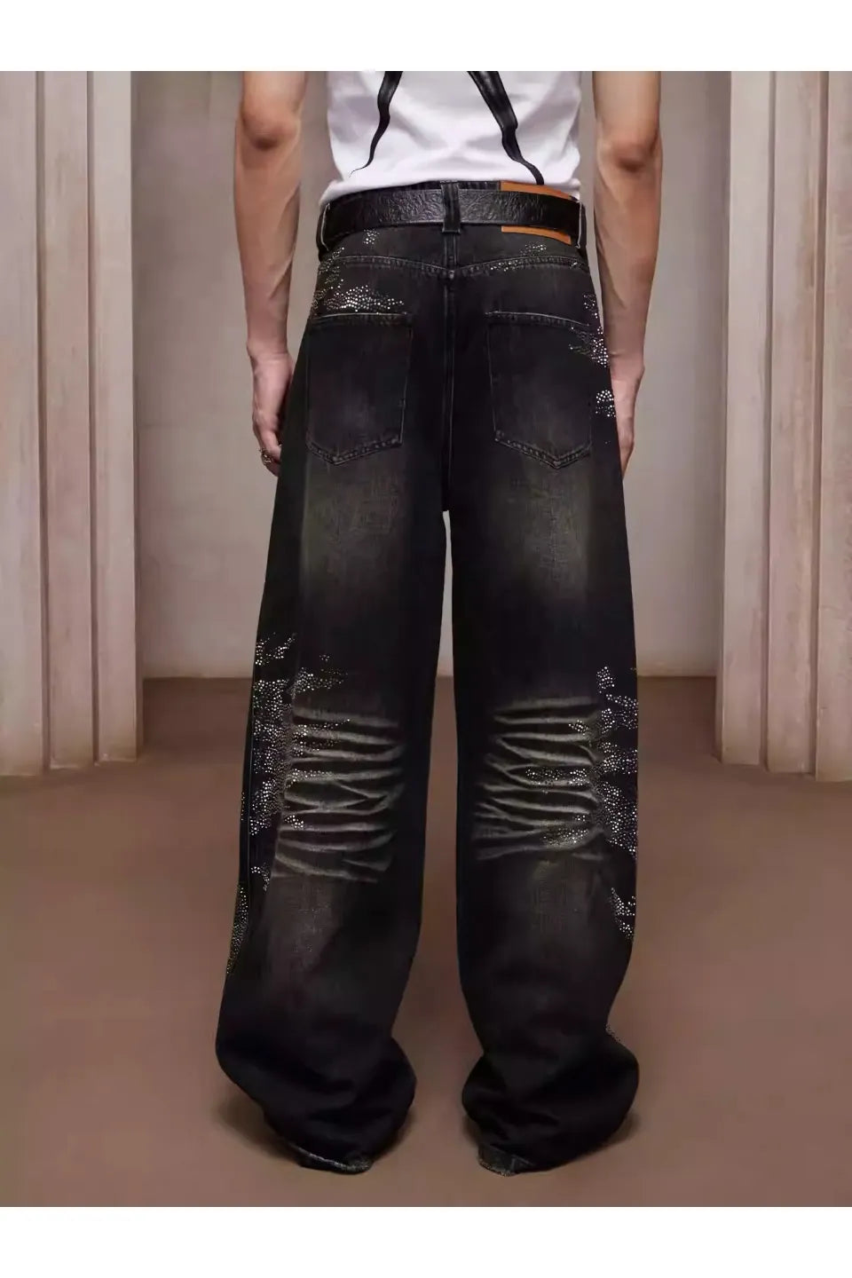 Dirty Washed Diamond Wide Leg Jeans