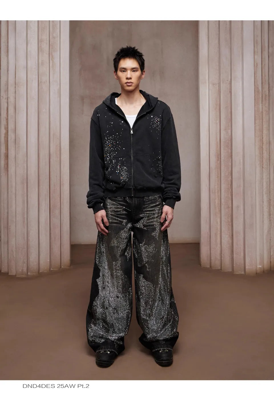 Dirty Washed Diamond Wide Leg Jeans