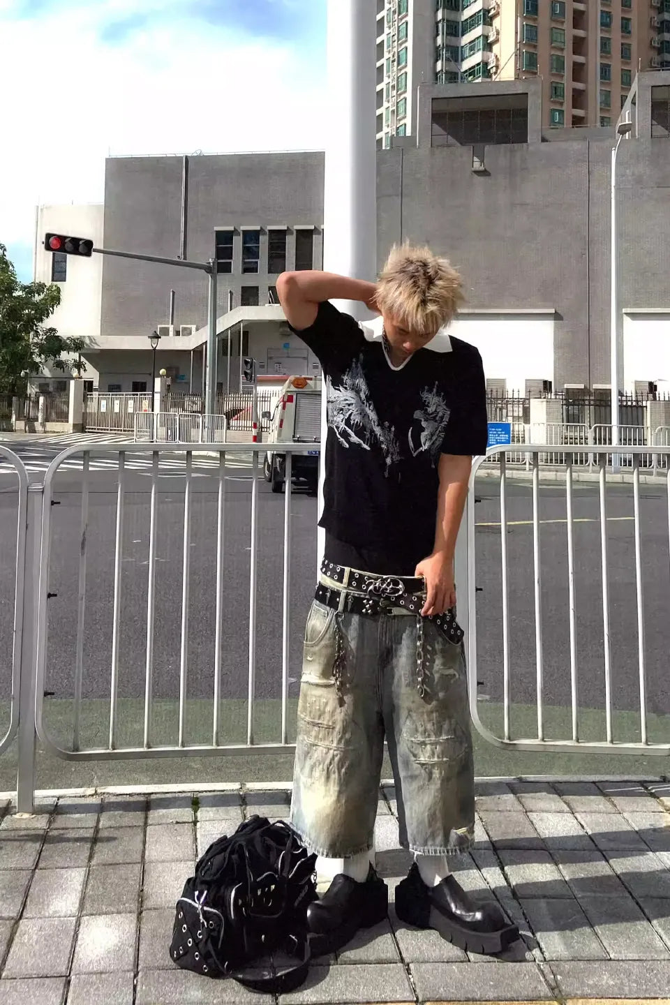 Distressed Double Layer Denim Shorts