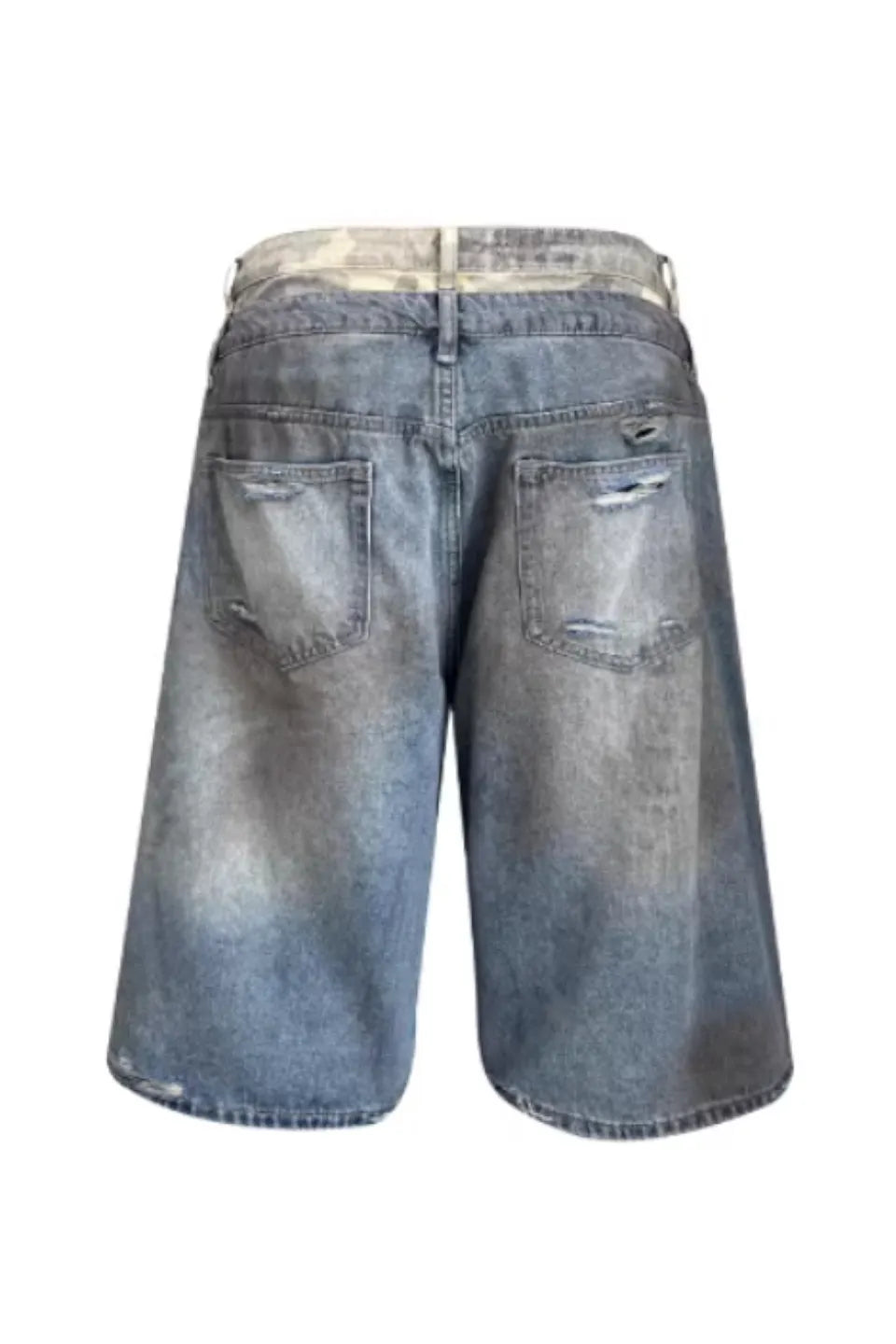 Distressed Double Layer Denim Shorts