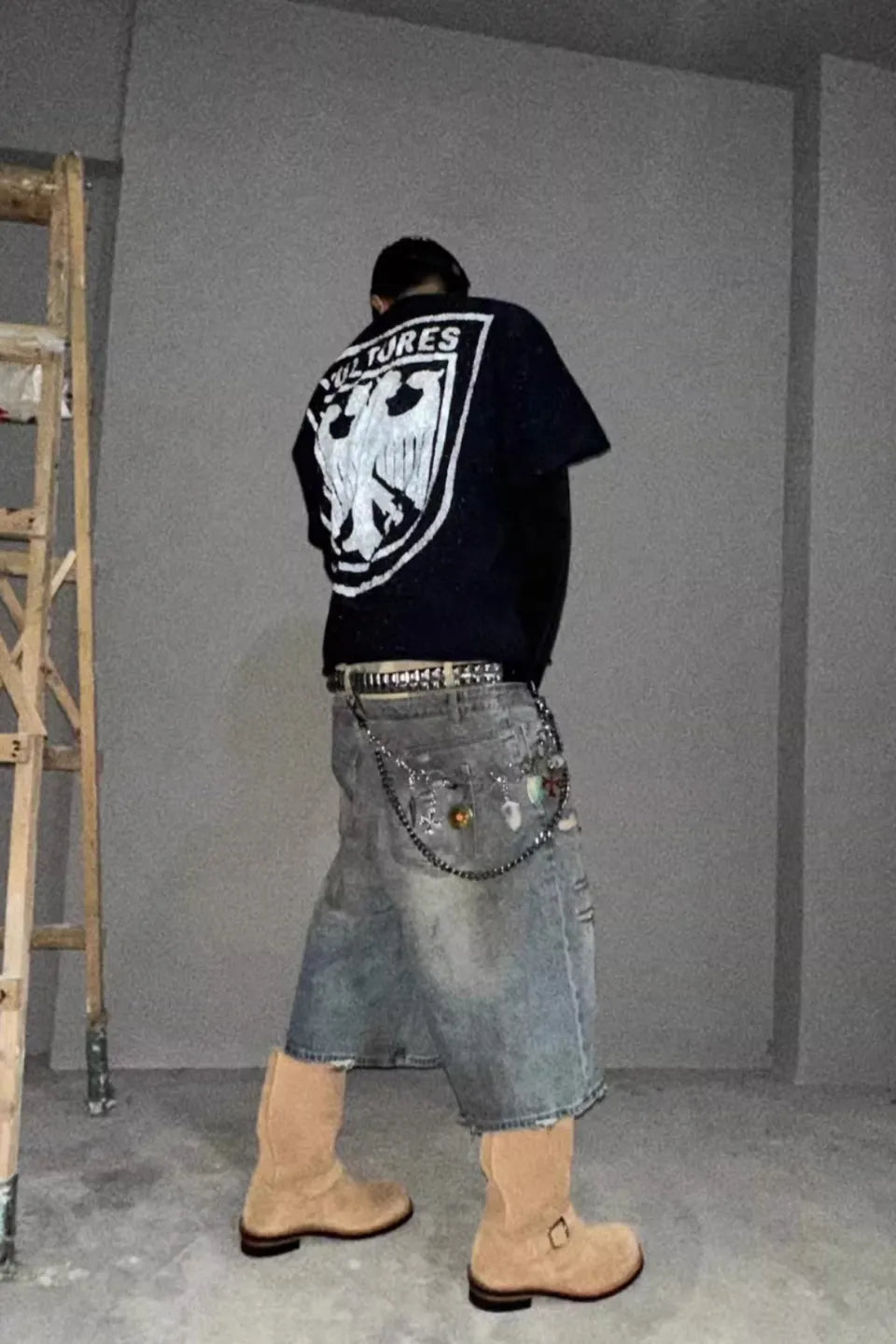 Distressed Double Layer Denim Shorts