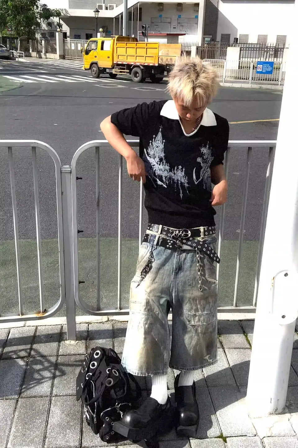 Distressed Double Layer Denim Shorts