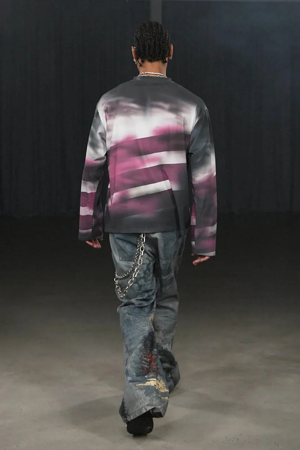 Distressed Paisley Bandana Flared Pants