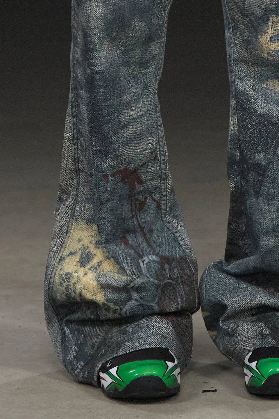 Distressed Paisley Bandana Flared Pants