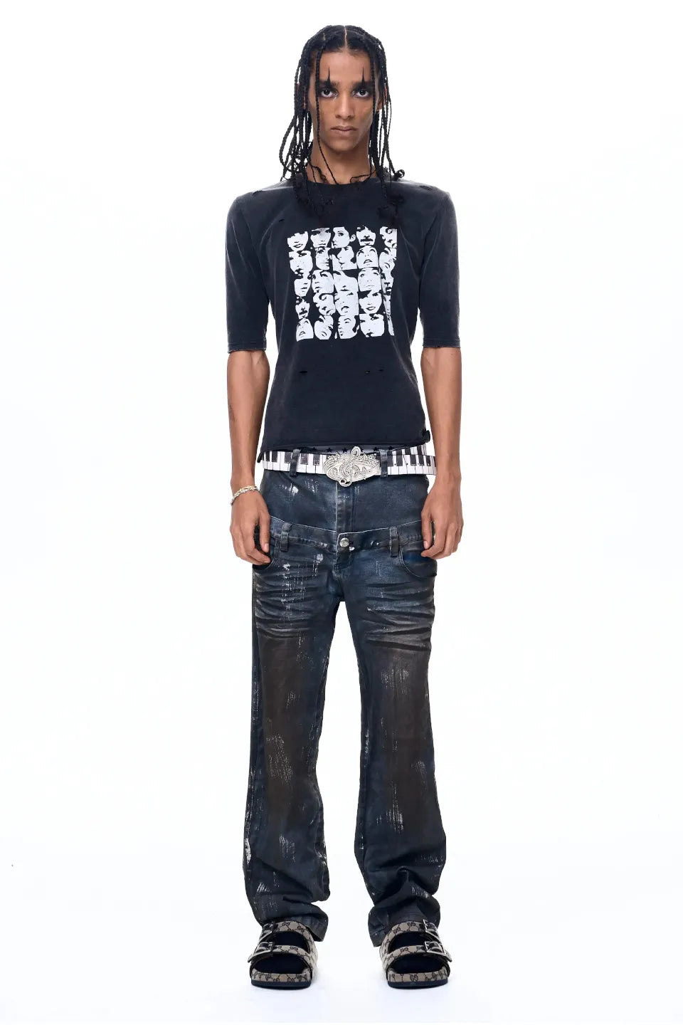 Distressed Portrait Print T-Shirt