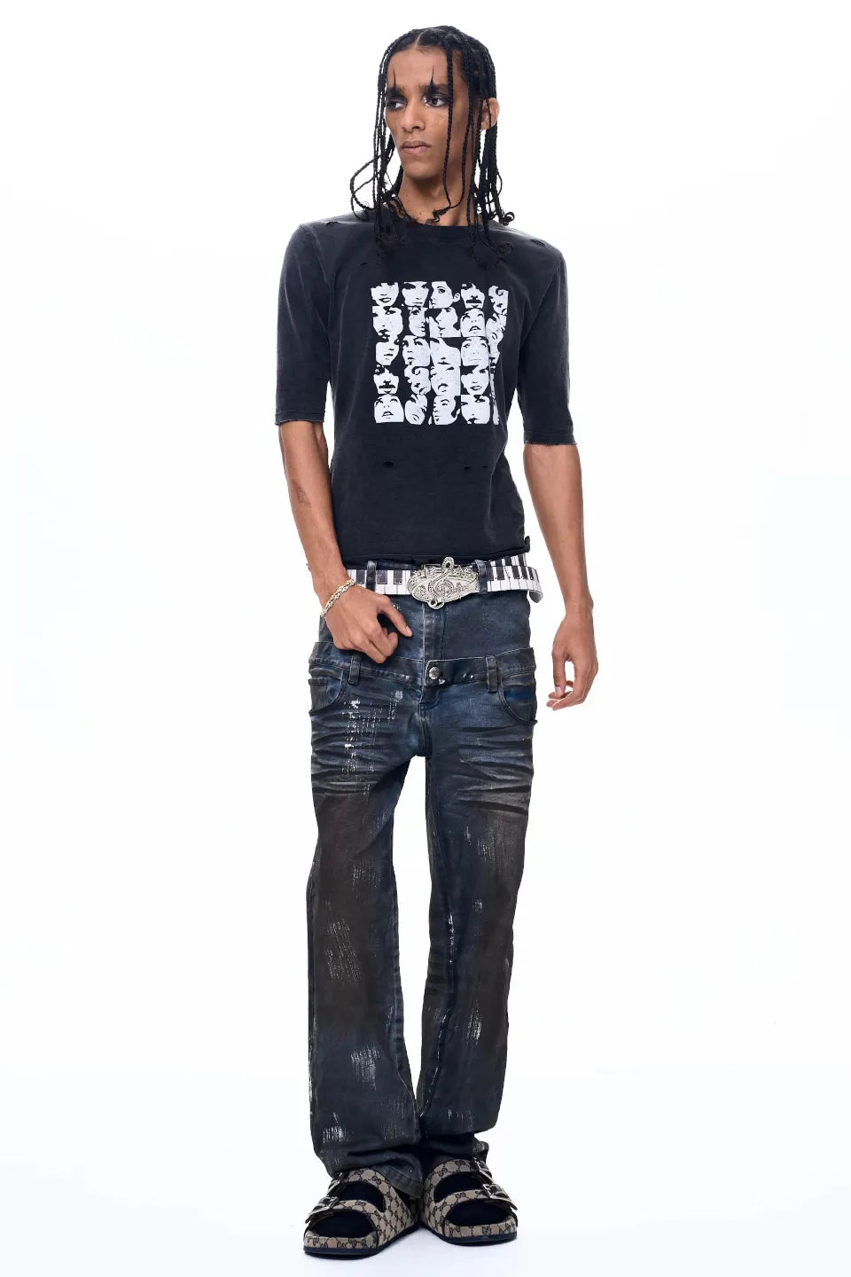 Distressed Portrait Print T-Shirt