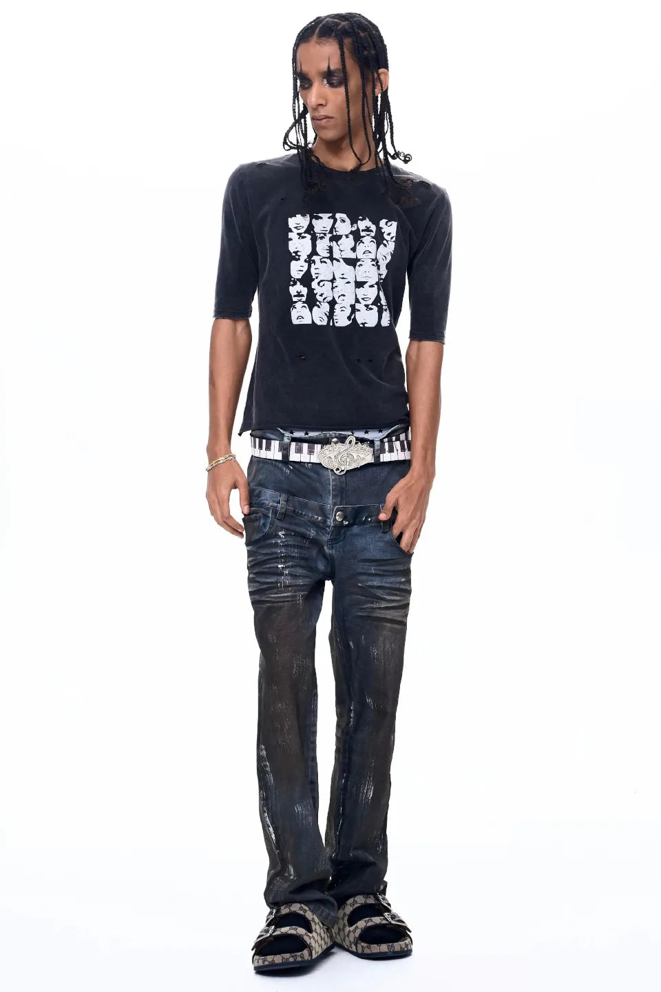 Distressed Portrait Print T-Shirt