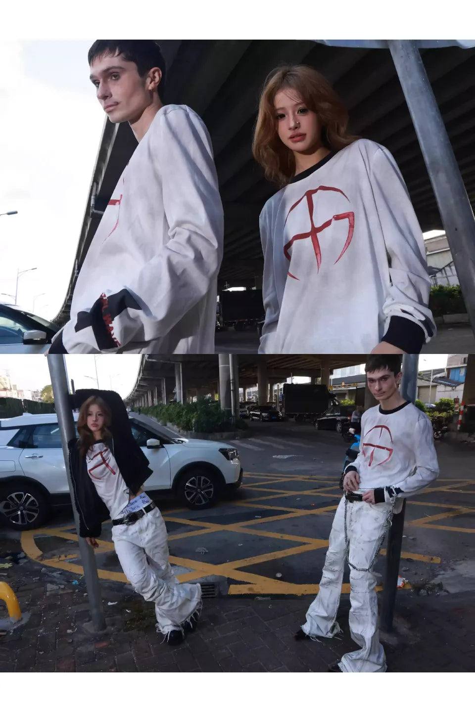 Distressed Print Long Sleeve Tee