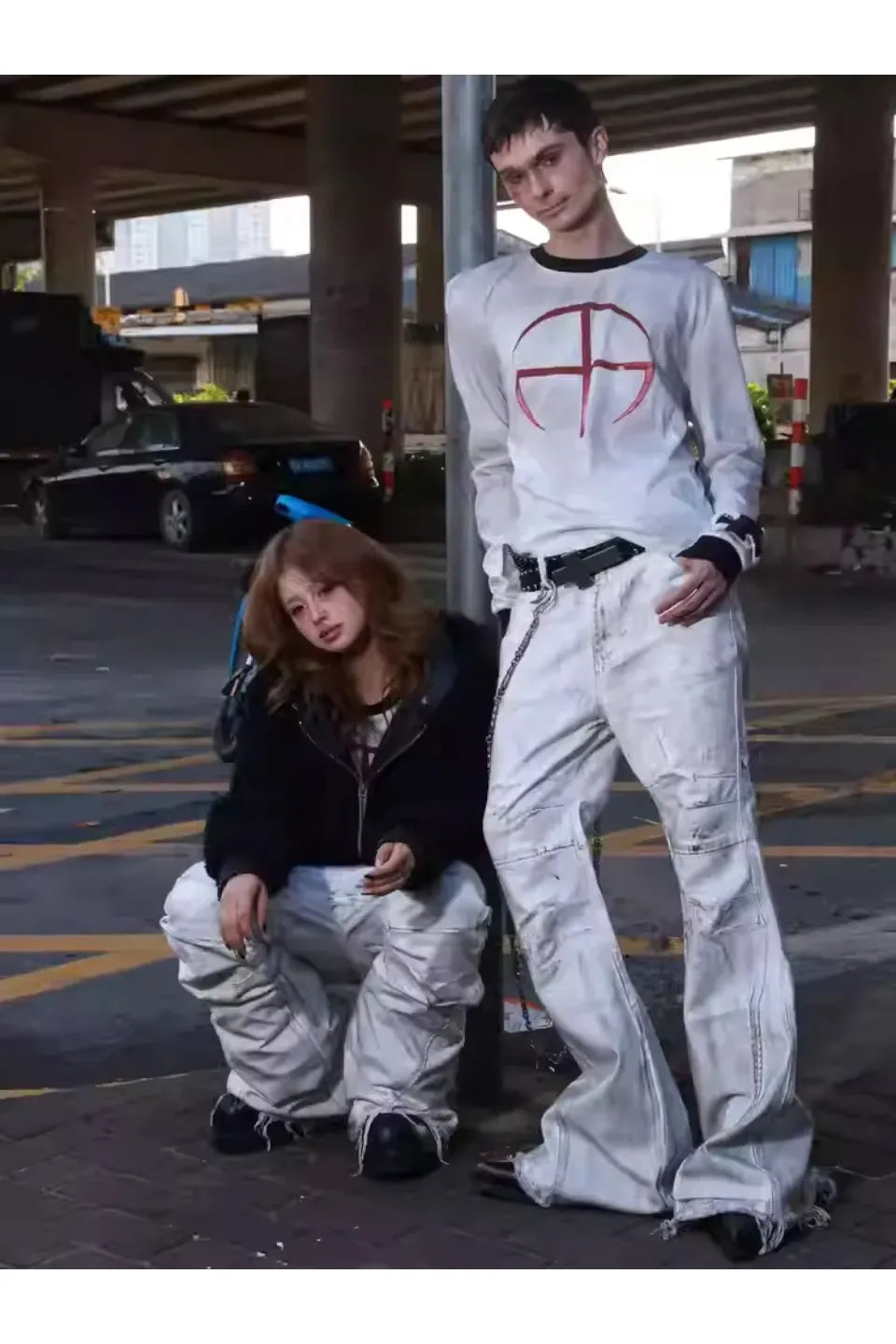 Distressed Print Long Sleeve Tee