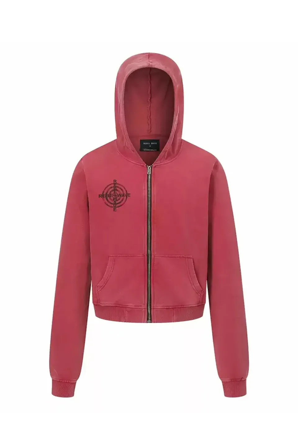 Distressed Red Zip Up Hoodie