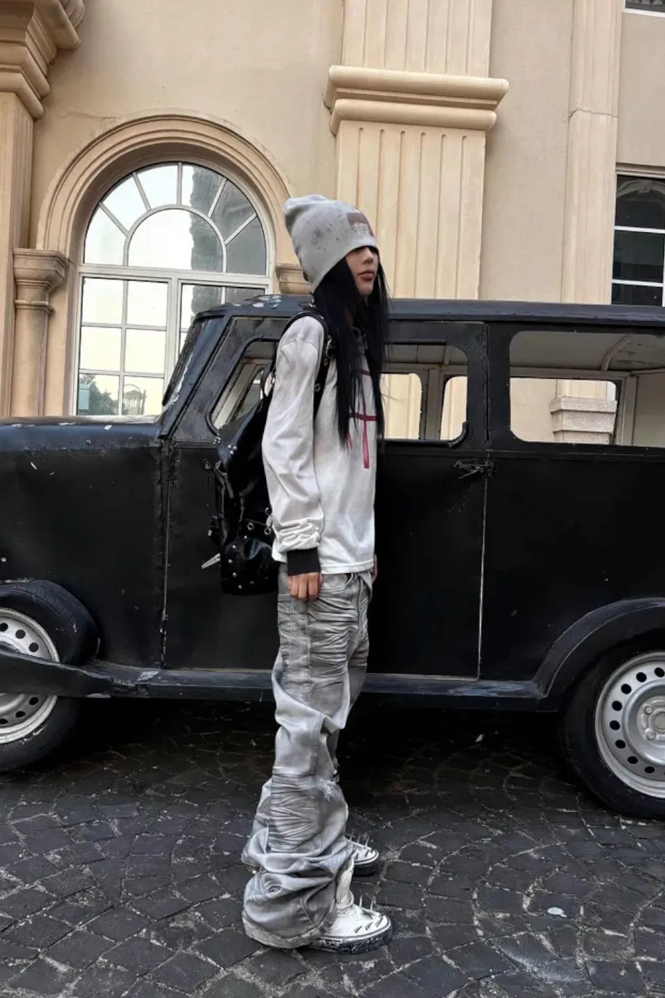 Distressed Waxed Paint Jeans