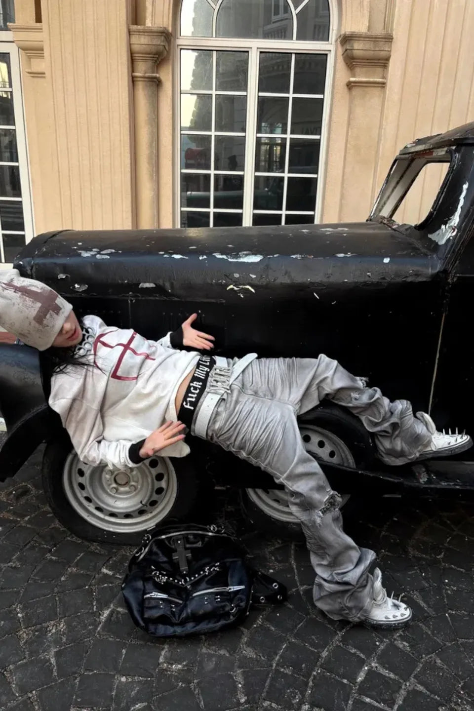 Distressed Waxed Paint Jeans