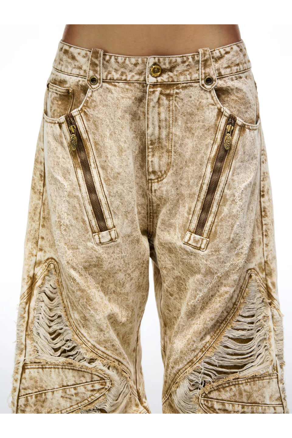 Distroyed Apricot Baggy Jeans